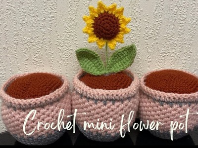 How to crochet mini flower pot | basket stitch #lovecrochet #crochettutorial #crochetforbeginners