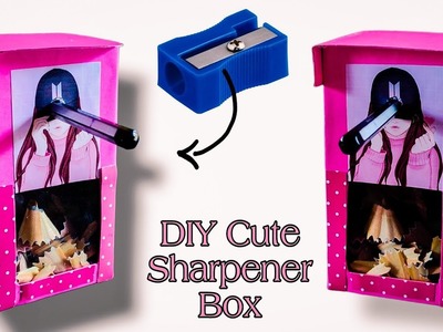 How to make Cute Sharpener Box with Biscuit box | DIY sharpener | school supplies #bestoutofwaste
