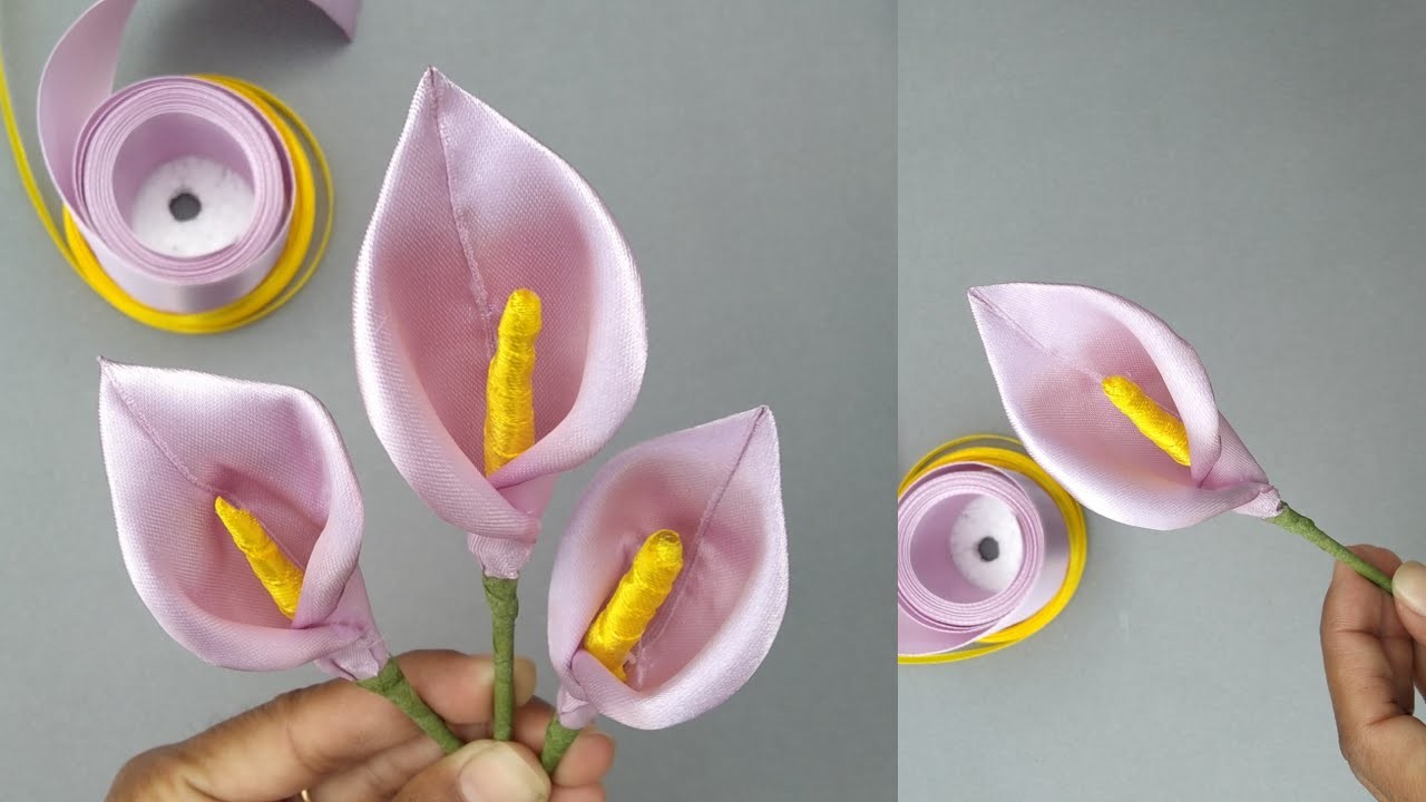 How to make Lily flower from Satin Ribbon | DIY Satin Ribbon Crafts | Ribbon Flower Hacks