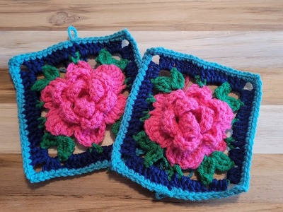 Rose square motif scarf #1