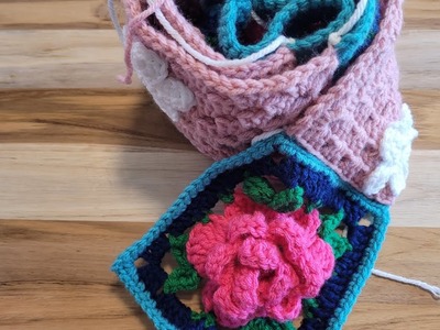 Rose square motif scarf #3
