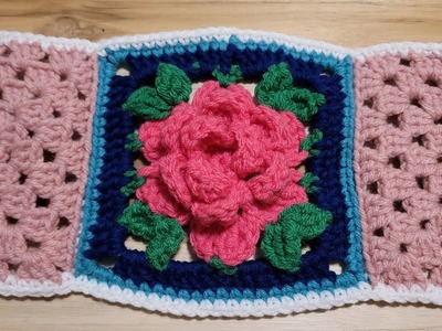 Rose square motif scarf #4