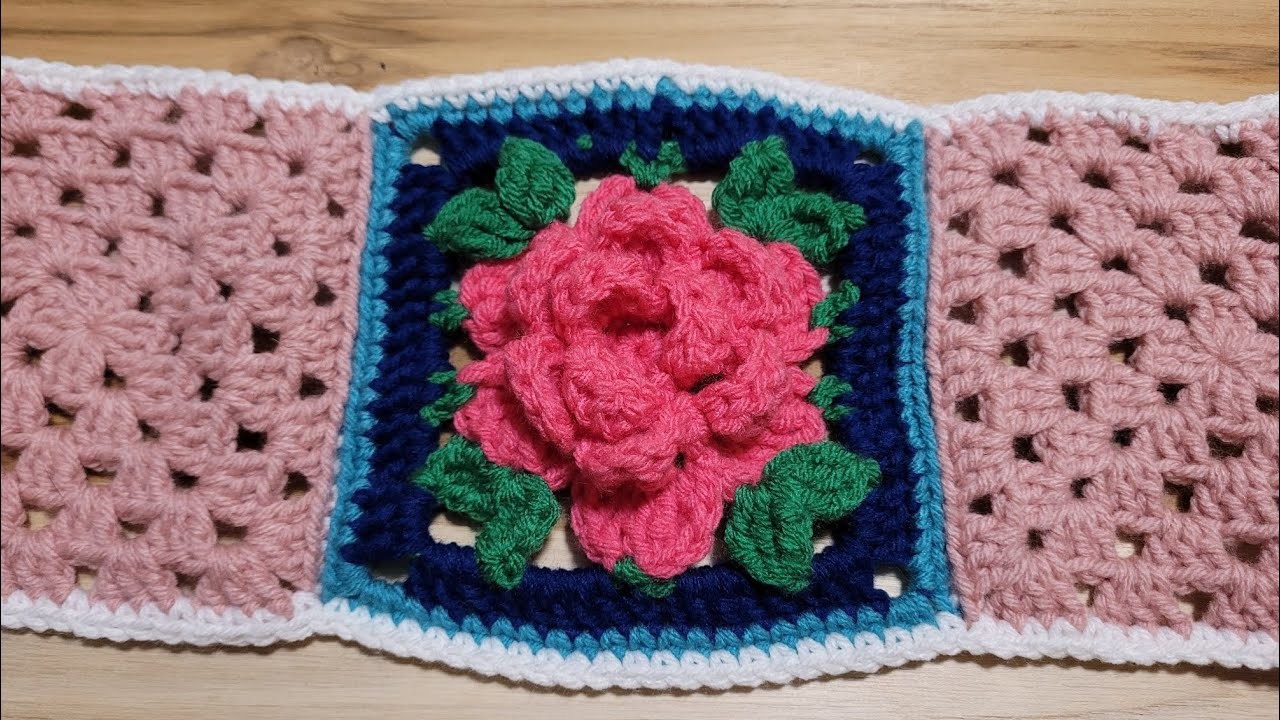 Rose square motif scarf #4