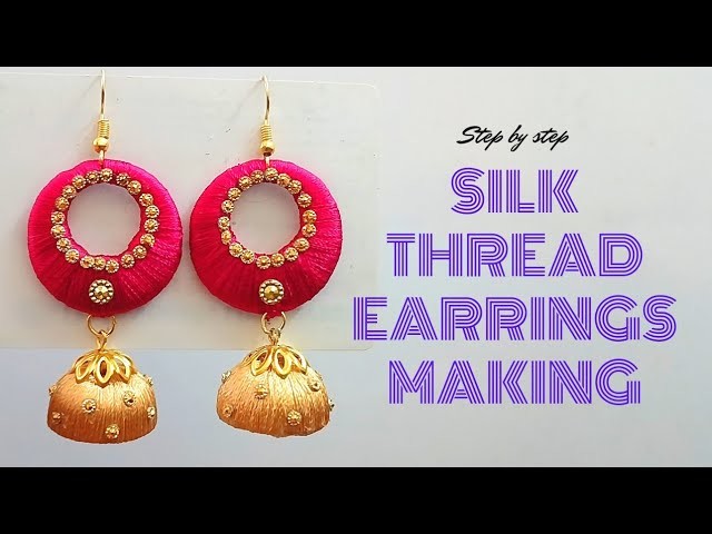 Silk thread Chandbali jhumka earrings!! ???? #handmadejewellery #silkthreadjewelry #diyearrings