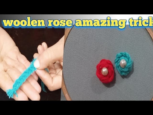 Super easy woolen flower making. hand embroidery amazing trick.woolen craft.woolen rose#woolencraft