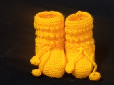 Very easy knitting baby booties , shoes , socks,