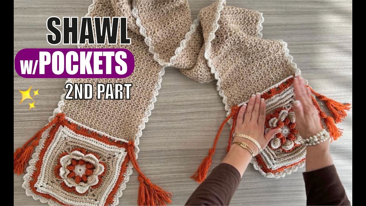 2nd Part. Shawl with Pockets - EASY AND FAST - BY LAURA CEPEDA