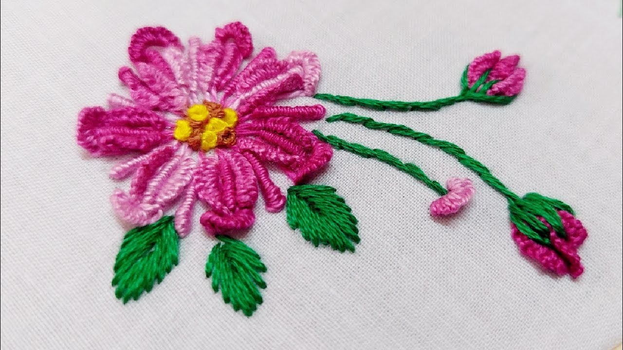 3D Flower Embroidery For Beginners | Hand embroidery 3d flowers ???????? | #EmbroideryWorld