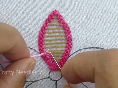 Amazing Hand Embroidery Raised Chain Stitch Flower Design for Beginner