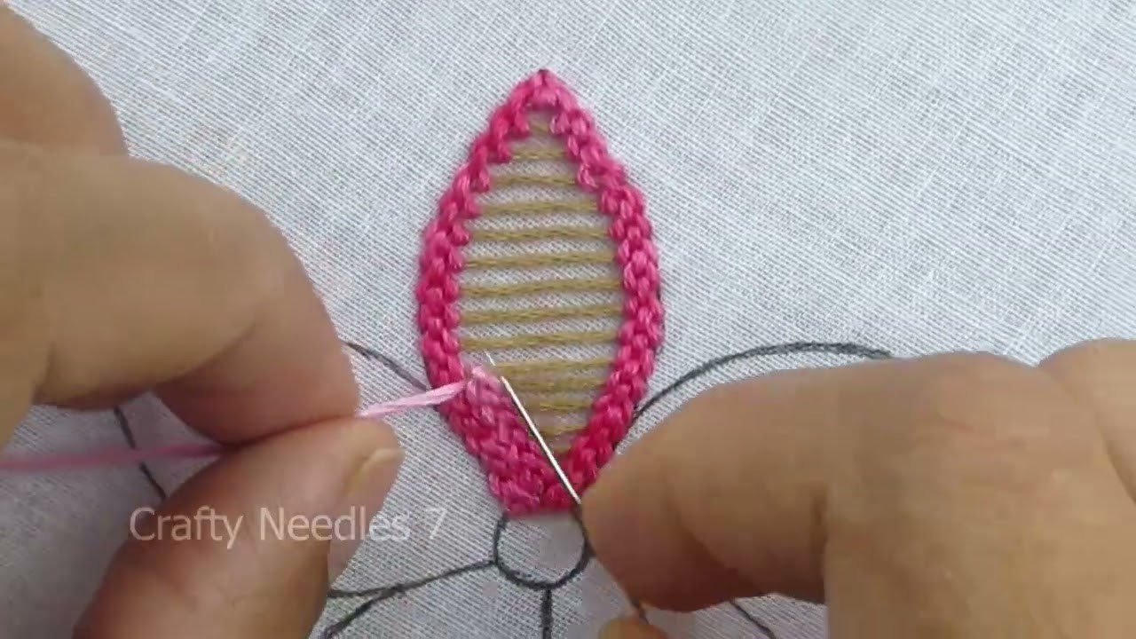 Amazing Hand Embroidery Raised Chain Stitch Flower Design for Beginner