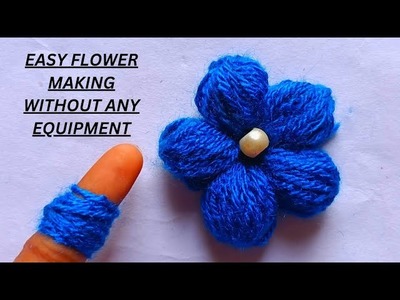 Amazing Woolen ????????Flower Craft Idea using Finger - Easy Woolen Flower Making