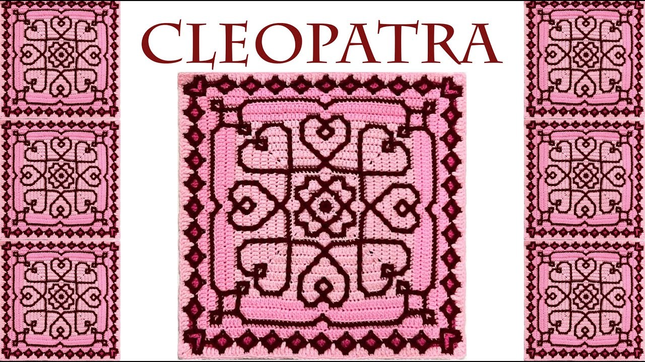 CLEOPATRA, Valentines Hearts Mosaic Crochet Square Pattern Video Tutorial by Violetta Vieux