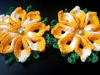 Crochet 3D Flowers Motif for Patterns ( Left Handed)