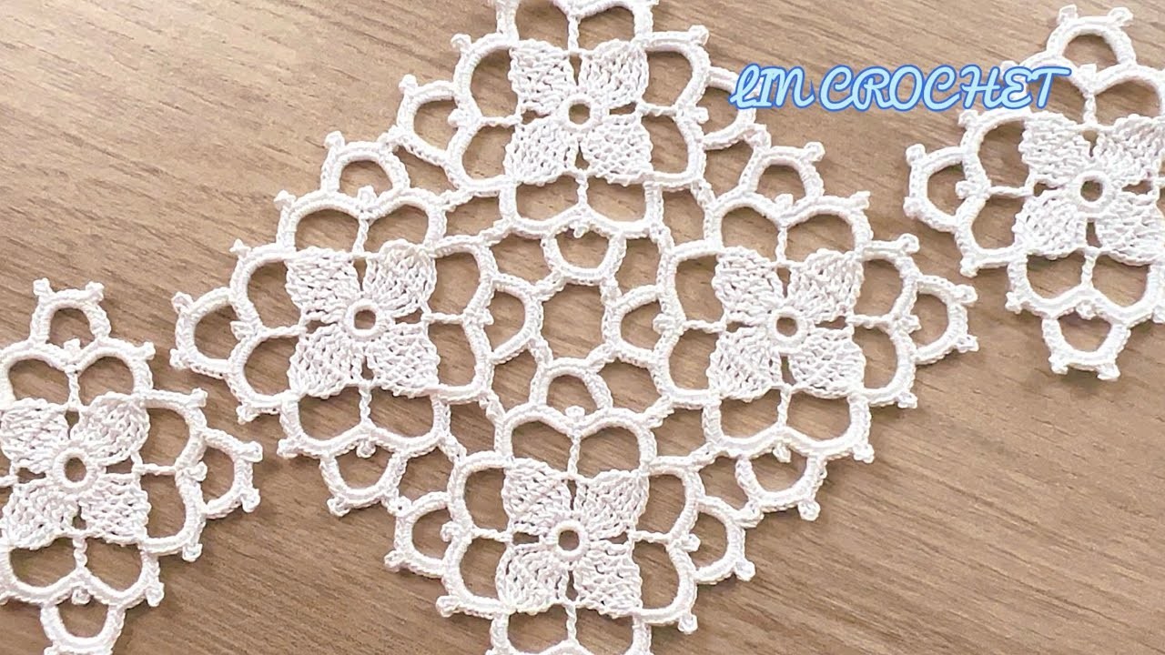 Crochet ???? Easy and Adorable Flower for Table Runner Shawl Blouse Pattern