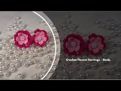 Crochet Flower Earrings.Studs
