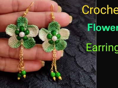 Crochet Flower Earrings    #vaishaliscrochet