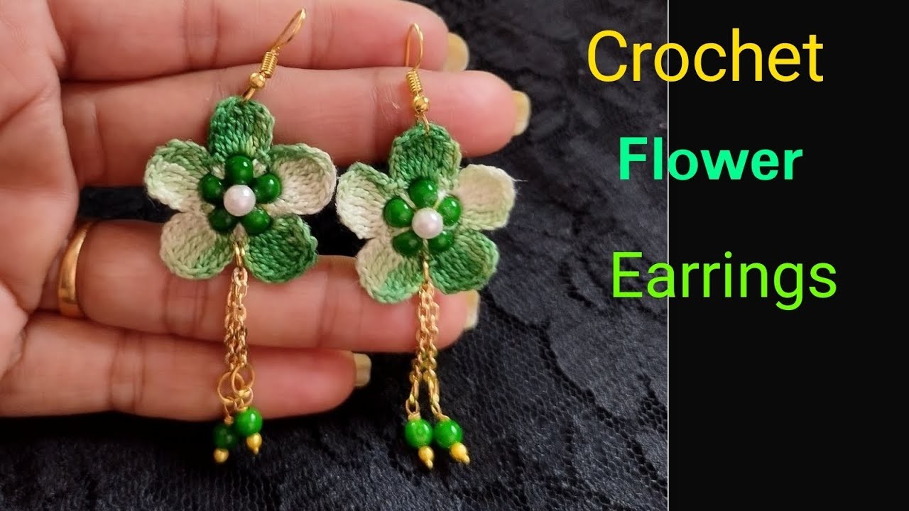 Crochet Flower Earrings    #vaishaliscrochet