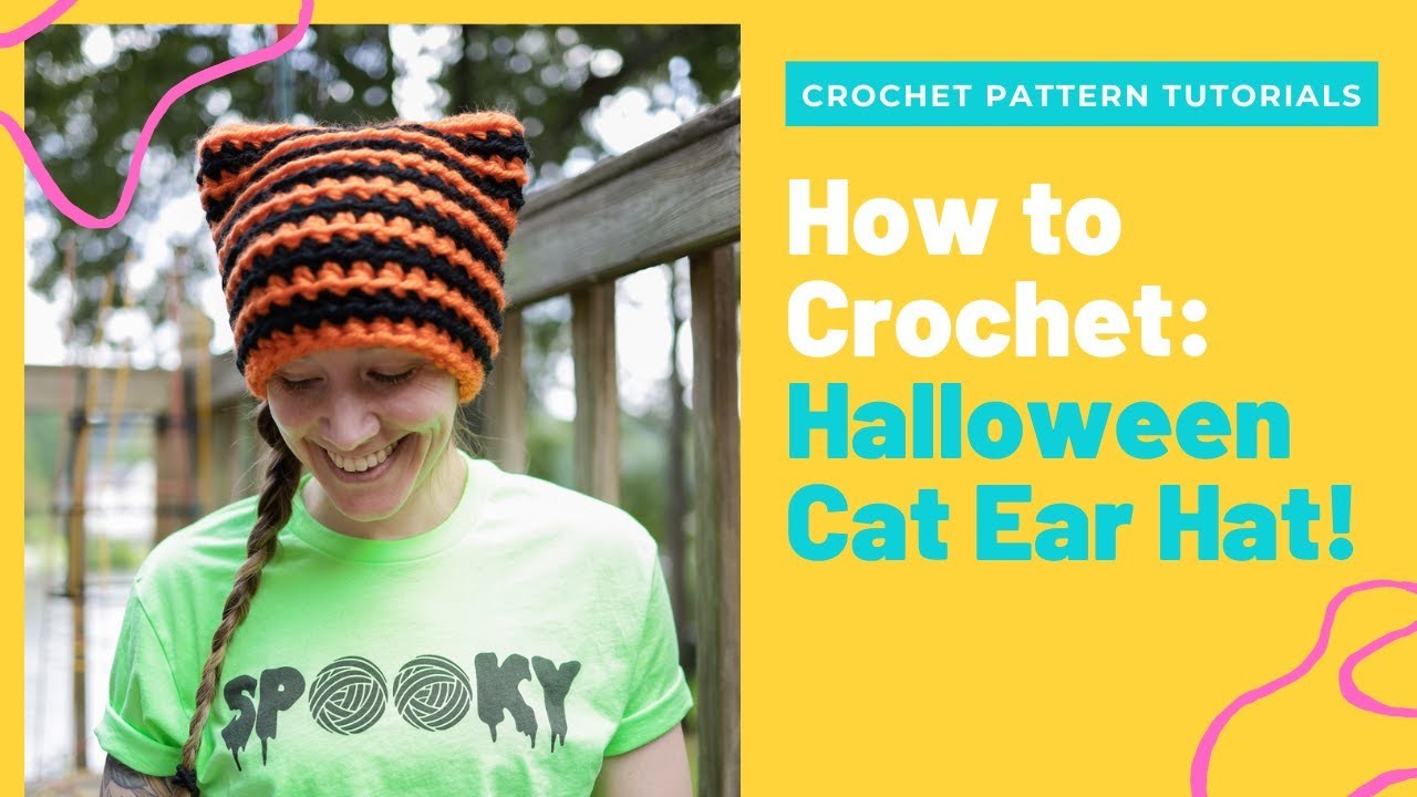 Crochet Tutorial: Halloween Crochet Cat Ear Hat Pattern
