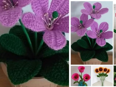 Crochet Vase &  flowers || Home Decor Ideas || Flower patterns