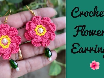 Diy Make easy Crochet flower earrings 
#vaishalicrochet