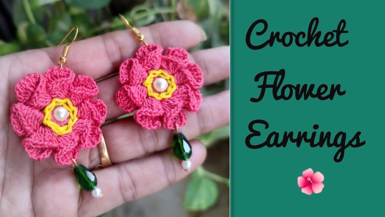 Diy Make easy Crochet flower earrings 
#vaishalicrochet