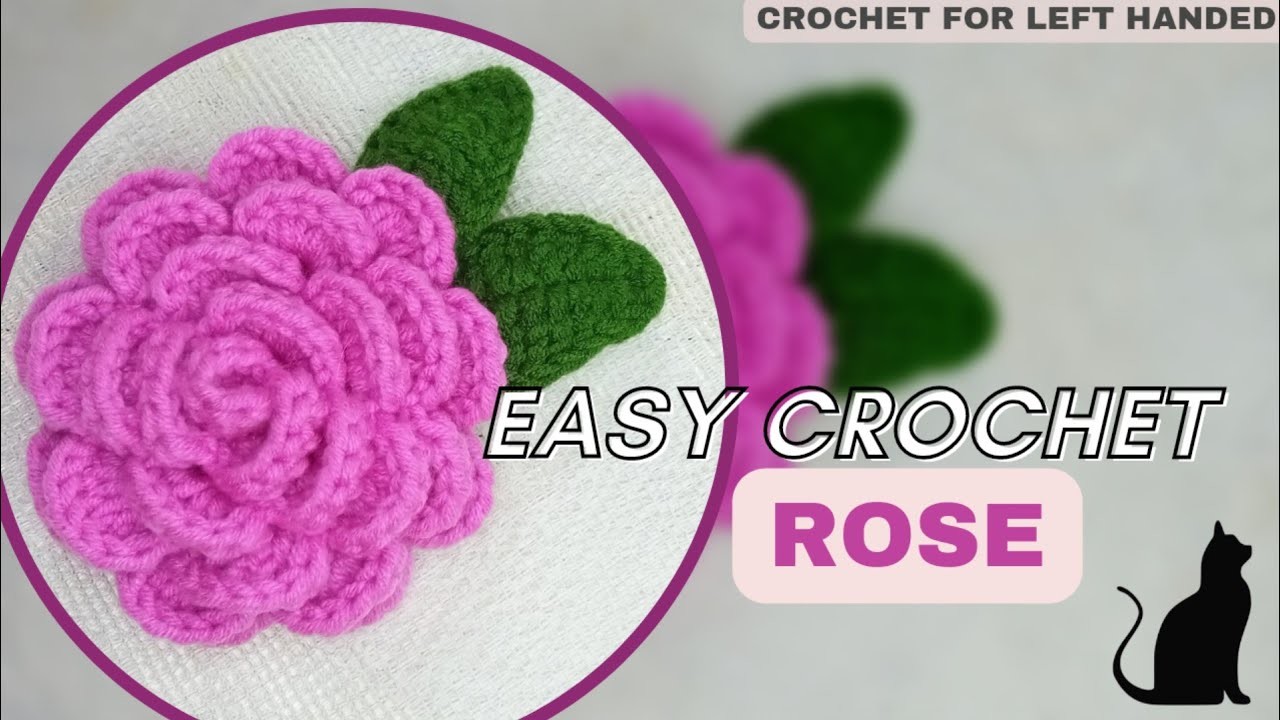 Easy Crochet Rose| Beginner Friendly| Handmade World| Handmade by Phoo| Crochet for Left Handmade