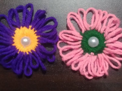 Easy Woolen Flower???? Making Ideas With finger -Hand Embroidery Flower