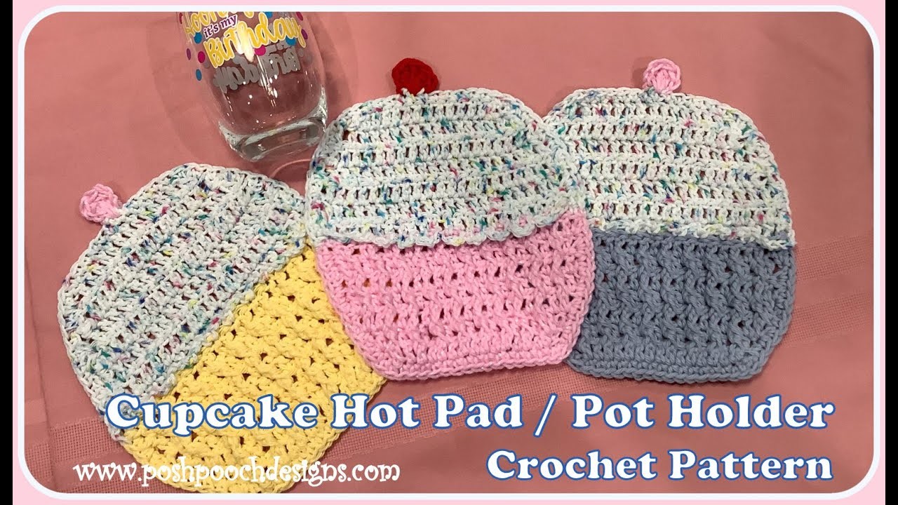 FRIDAY FUN DAY - Cupcake Hot Pad. Pot Holder Crochet Pattern #crochet #crochetvideo