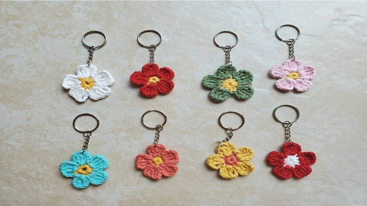 How To Crochet flower Keychain| Crochet flower | crochet keychain