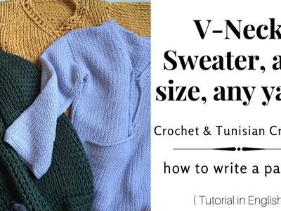 How to write a V neck crochet pattern