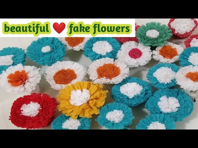 Make beautiful ❤️ fake flowers from cloth fabric bags.use of shopping bags.how to make flowers.