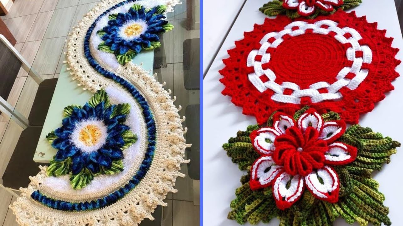 Mexican Style Crochet Table Runner design pattern. easy  flower table runner  #crochet #craft #diy