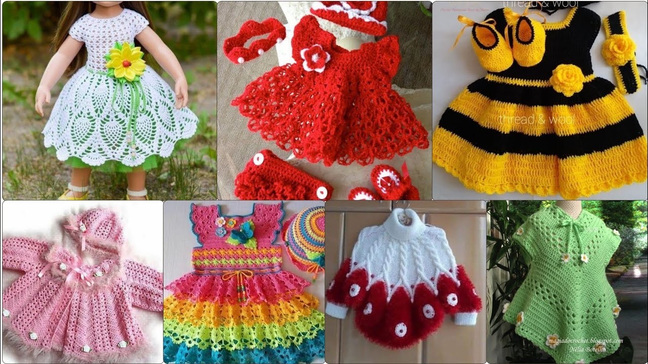 Most beautiful baby girls crochet frocks designs.Crochet baby sweater pattern designs 2023