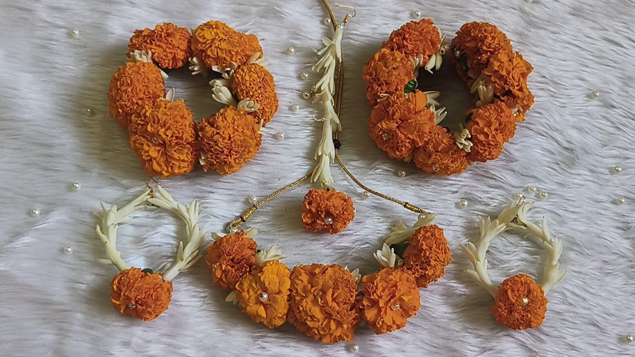 Real flower jewellery|Marigold jewellery|How to make real flower jewellery easily at home