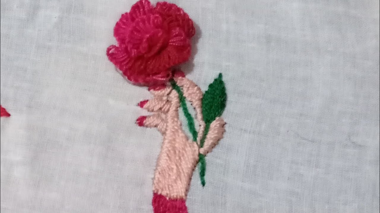 Rose flower hand embroidery desing video.Beautiful flower desing.