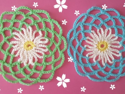 Round Crochet Doily with Crochet Daisy ???? Crochet Lace ???? Flower crochet tutorial