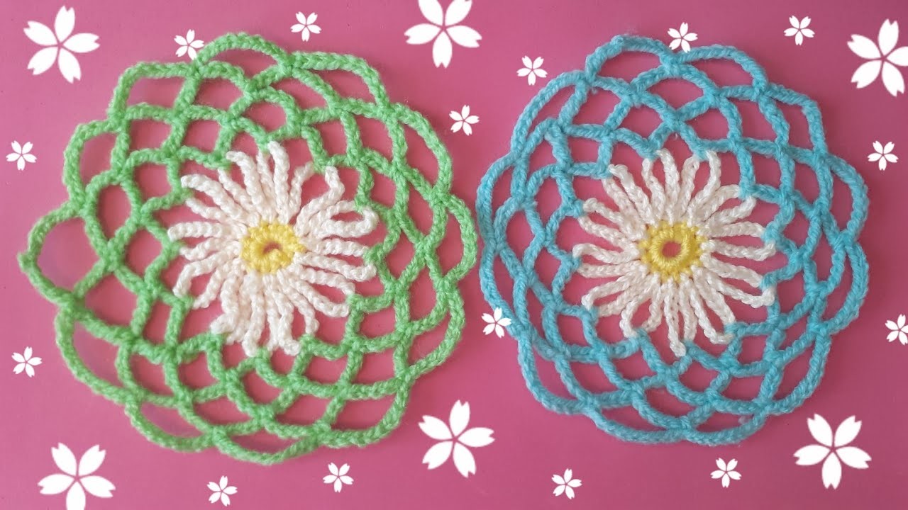 Round Crochet Doily with Crochet Daisy ???? Crochet Lace ???? Flower crochet tutorial