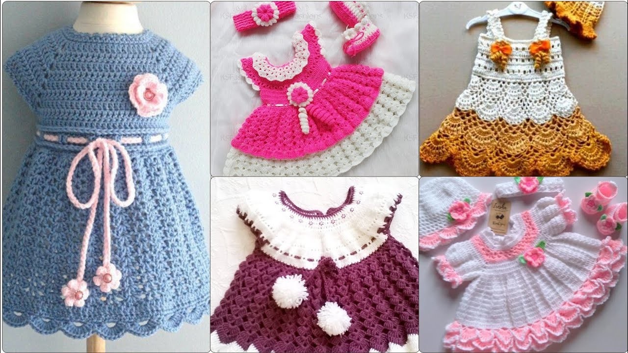 Very attractive baby girls crochet frocks designs.Handmade crochet pattern dress designs for baby