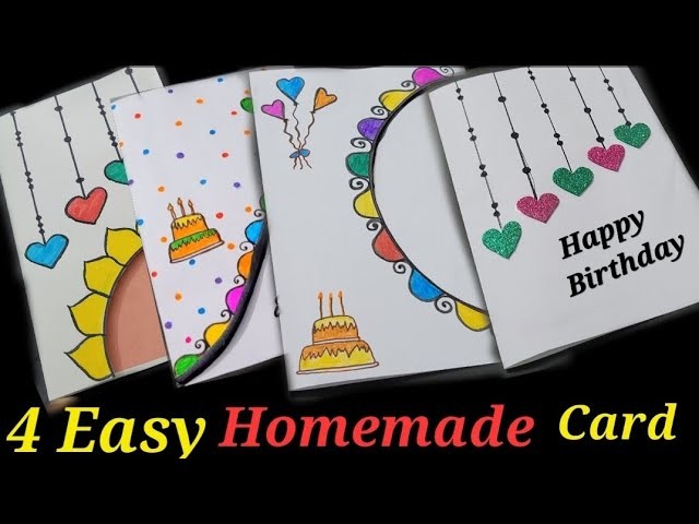 4 Easy And Beautiful Handmade White Paper Birthday Card Making With Colour | DIY CRAFT MAGIC