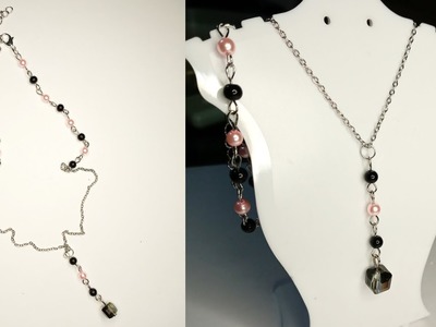 DIY Black & Pink Pearls Necklace. Choker With Silver Chain