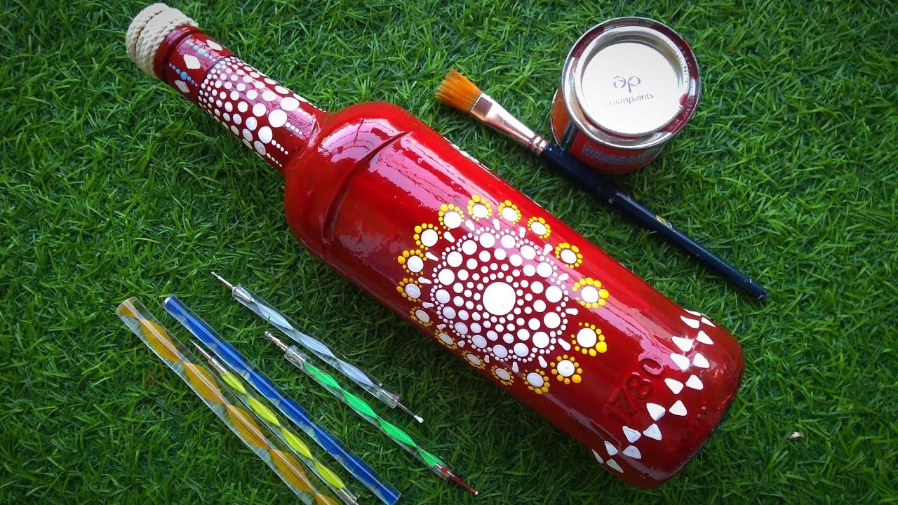 DIY | Easy Bottle Art | Glass Bottle Painting | Bottle Painting Idea| Aliva Creations V76
