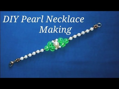 DIY Pearl Bracelet Making. Pearl Necklace. Jewellery Designs. #myhomecrafts. Tutorial