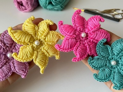 Easy Crochet Flower Pattern for Beginners ???? ⚡️Örgü Çiçek Modelleri. Knitting Flower Ideas