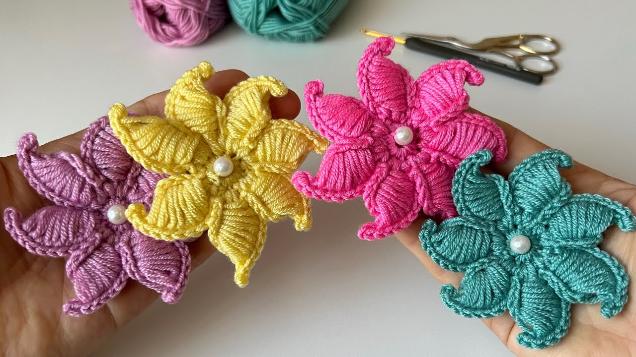 Easy Crochet Flower Pattern for Beginners ???? ⚡️Örgü Çiçek Modelleri. Knitting Flower Ideas