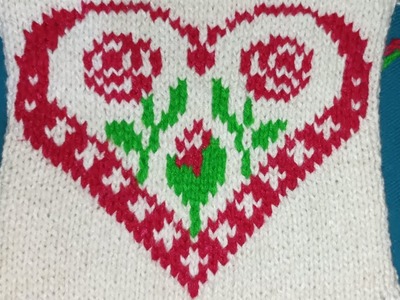 Gulab dil sweater design #knitting #knittingpattern #gulab #sweaterdesign #leaf #heart #rose#latest