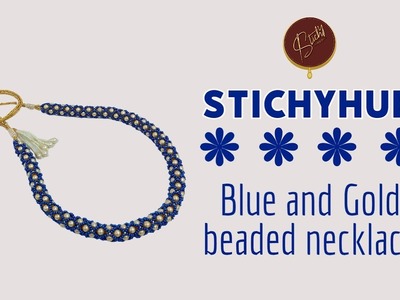 Handmade blue and gold necklace #stichyhub