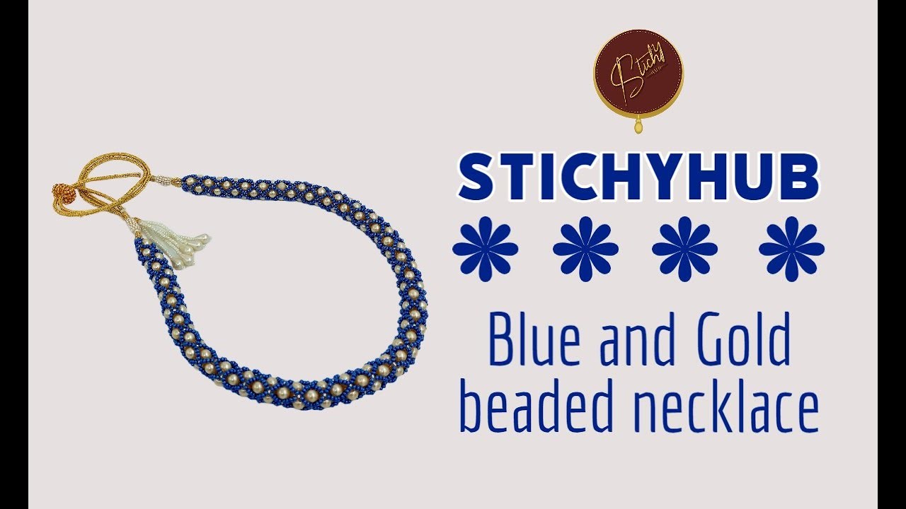 Handmade blue and gold necklace #stichyhub