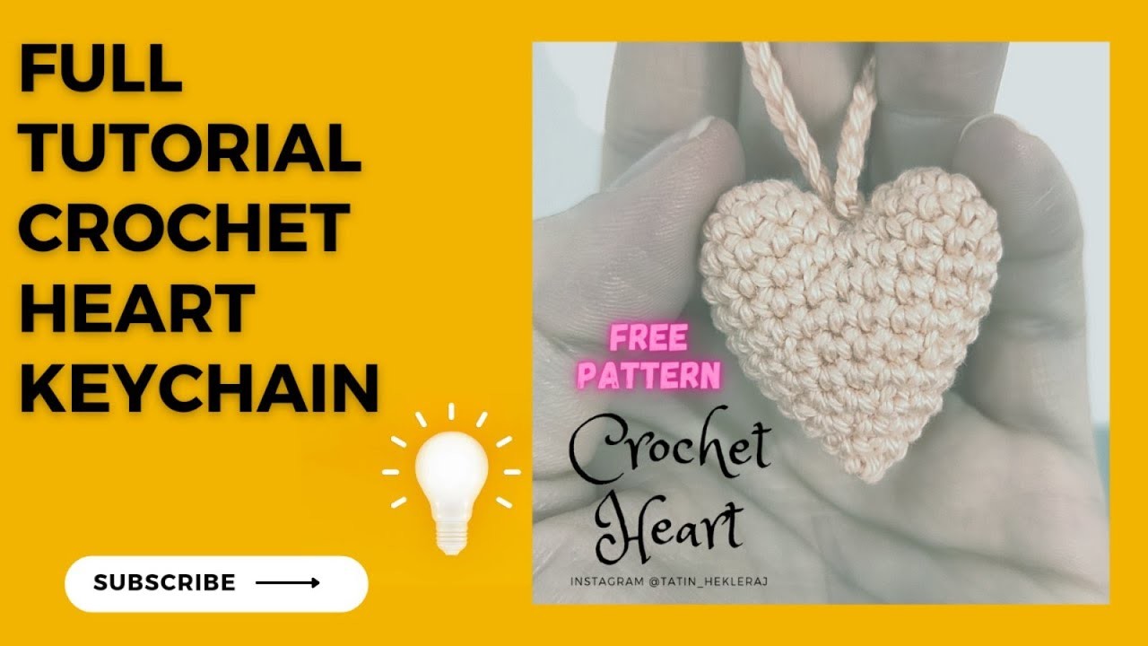 How to crochet Heart Keychain FULL TUTORIAL - NO SEW