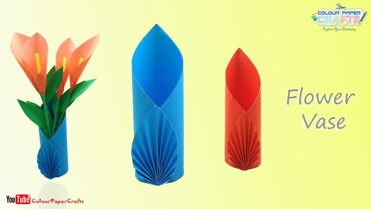 How to Make A Flower Vase crafts - DIY Simple Paper Craft - origami flower pot@ColourPaperCrafts