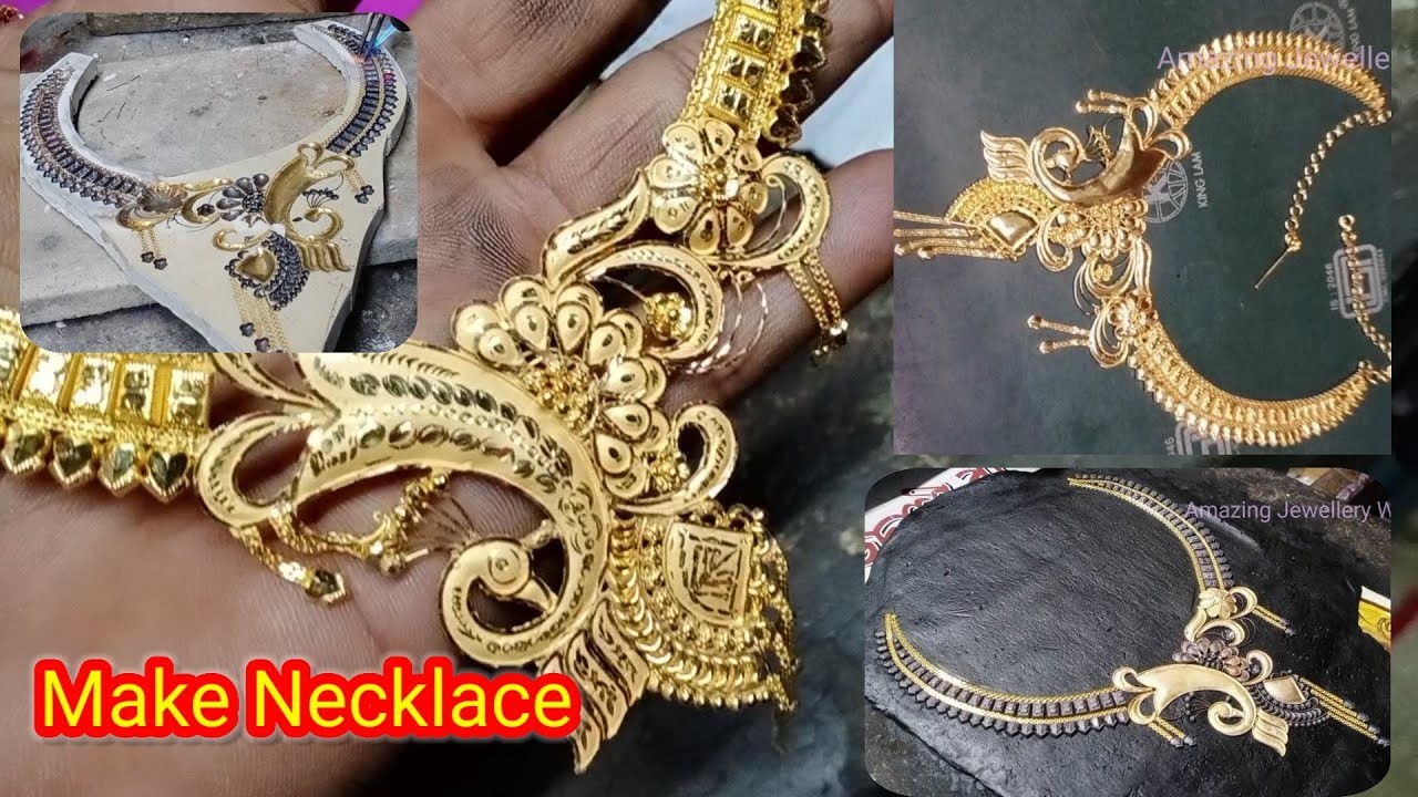 How to make necklace with gold. 22k gold necklace make at home. Weight 18grm.@amazingjewelleryworks.